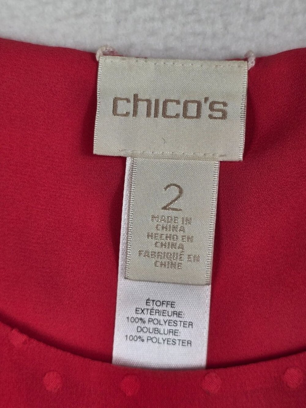 Chicos Coral Sleeveless Polka Dot Tank Top Size 2 Large - Picture 2 of 3